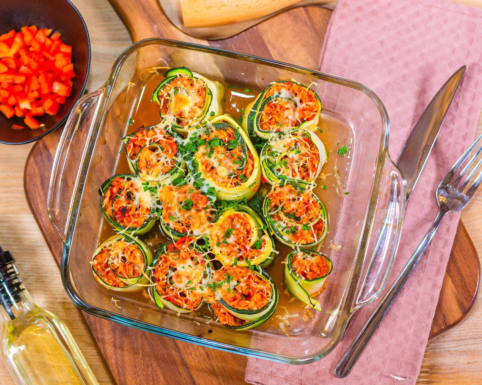 Цукини роллы с курицей
